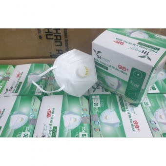 Khẩu trang y tế TH Pro Mask N95+, có van thở, kháng khuẩn, chống bụi siêu mịn.