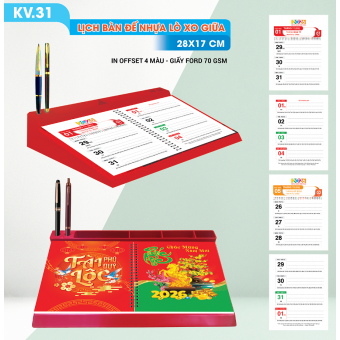 Lịch để bàn 53 tuần đế nhựa lò xo giữa 2026 (17x28)