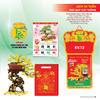 Lịch treo tường 53 tuần 2026 - Phú Quý Cát Tường