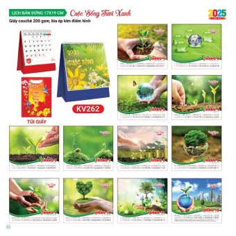 Lịch bàn chữ A 2025 chủ đề Cuộc Sống Tươi Xanh ( KT 17x19cm)