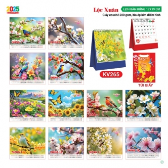 Lịch bàn chữ A 2025 chủ đề Lộc Xuân (KT 17x19cm)