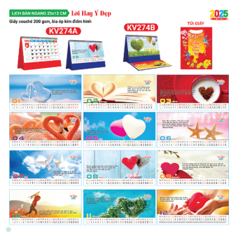 Lịch bàn chữ A 2025 chủ đề Lời Hay Ý Đẹp ( KT 12x25cm)
