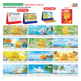 Lịch bàn chữ A 2025 chủ đề Thuận Buồm Xuôi Gió ( KT 12x25cm)( có note)