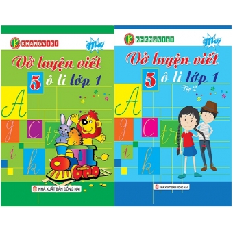 Vở luyện viết 5 ô li lớp 1  - Tập 1 & 2 