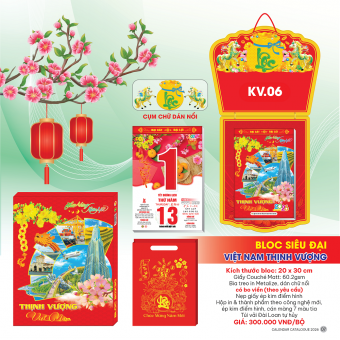 Lịch bloc cực đại 2026 chủ đề Việt Nam Thịnh Vượng (20x30cm)