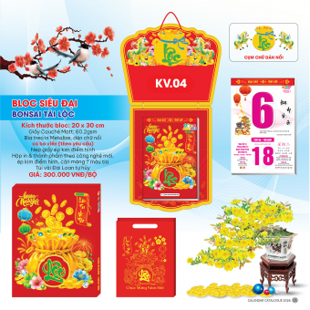 Lịch bloc siêu đại 2026 chủ đề Bon Sai Tài Lộc (20x30)