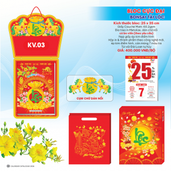 Lịch bloc cực đại 2026 Bon Sai Tài Lộc (25x35) 