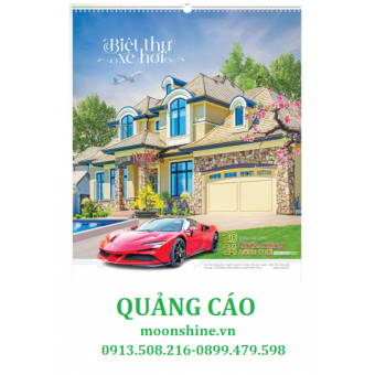 HN91 - Lịch lò xo 7 tờ : Biệt Thự và xe hơi