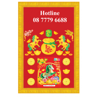 Bìa lịch gỗ cao cấp - khung phù điêu dán chữ 3D KT 51x76cm