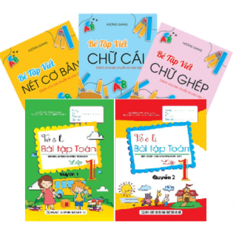 Combo 5 Quyển: 3 quyển Bé Tập Viết Và Vở Oli bài tập Toán Tập 1 & 2